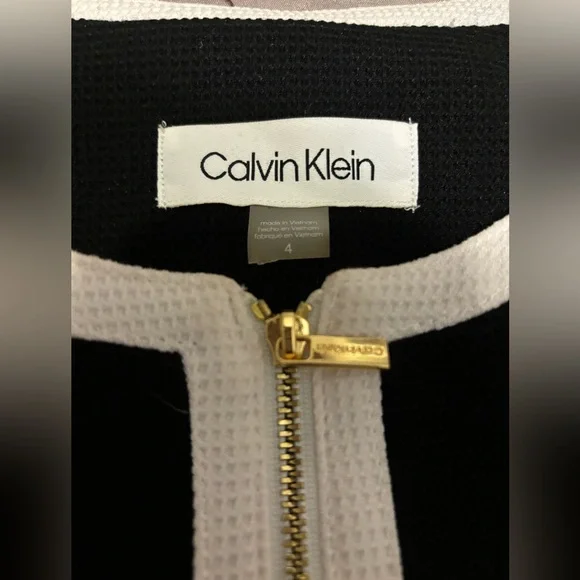 Calvin Klein Women's Contrast Trim Jacket Black Size 4, Black/White, - Picture 5 of 10
